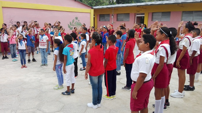 la escuela José Martí, de El Recreo sede del acto municipal de cambio de categoría de pioneros exploradores // Foto Eliexer Peláez