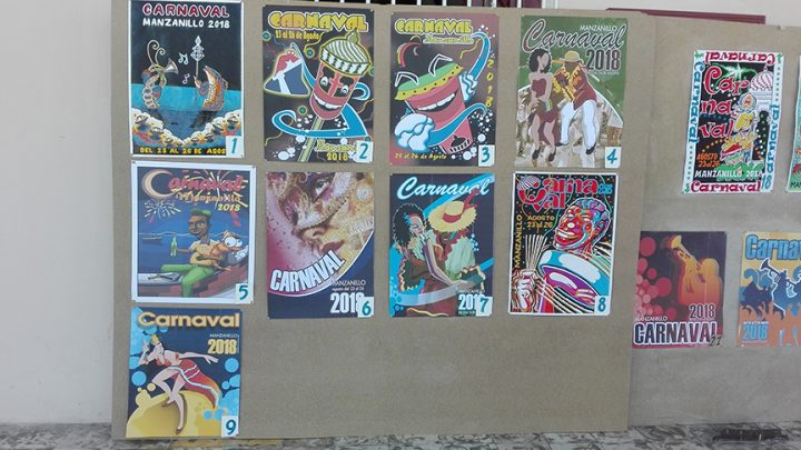 Carteles en concurso para el Carnaval Manzanillo 2018 // Foto Marlene Herrera