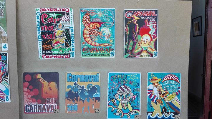 Carteles en concurso para el Carnaval Manzanillo 2018 // Foto Marlene Herrera