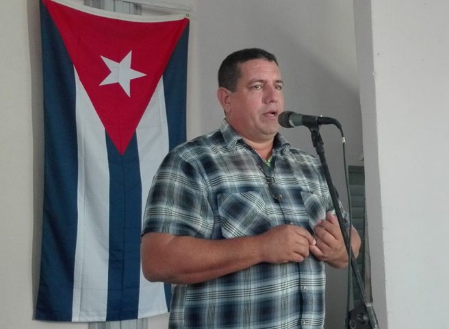 Calixto Santiesteban Ávila, primer secretario del Partido en el municipio: "La construcción de la sociedad que queremos no es posible sin el aporte de la prensa, de la que estamos orgullosos por su entrega" // Foto Marlene Herrera