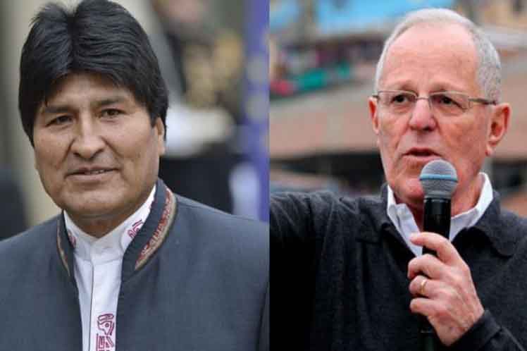 os presidentes de Bolivia y Perú, Evo Morales y Pedro Pablo Kuczynski, respectivamente // Foto PL