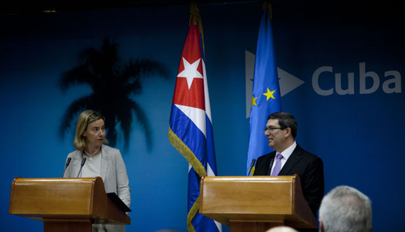 Federica Mogherini y Bruno Rodríguez. Foto: Ismael Francisco/Cubadebate.
