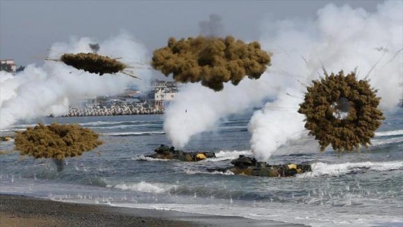 Maniobras militares entre Corea del Sur y EEUU. Foto tomada de HispanTV.