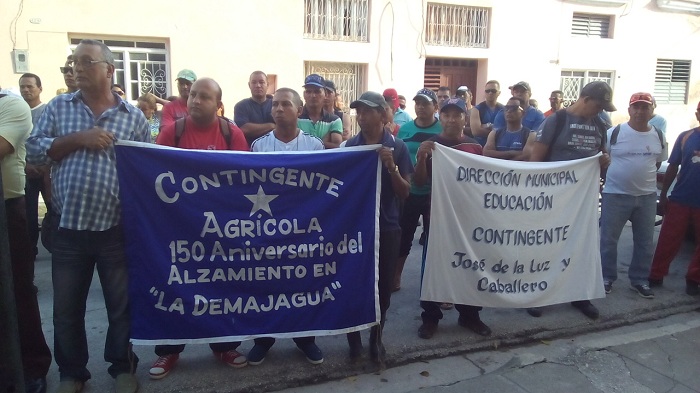 Contingente agrícola de trabajadores de educación // Foto Eliexer Peláez