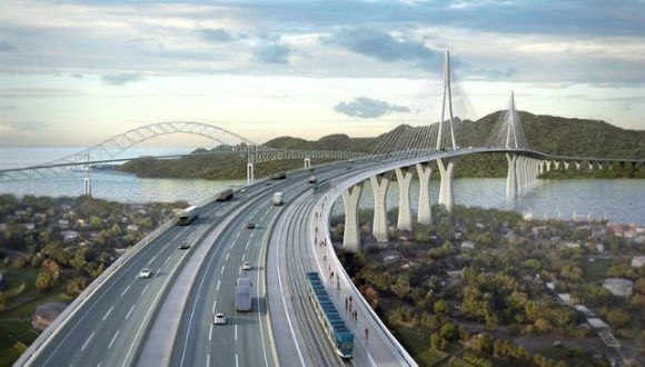 El puente tendrá seis carriles de vehículos y una doble vía para el ferrocarril de la línea 3 del Metro de Panamá. Foto: Cortesía.China