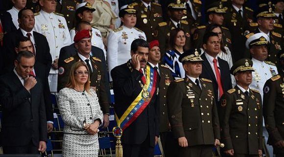 El mandatario encabezaba un acto en la avenida Bolívar en Caracas, por los 81 años de fundación de la GNB. Foto: Telesur.