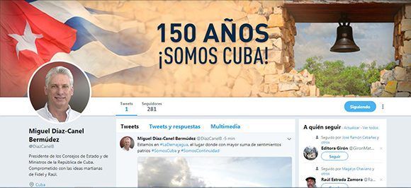 Perfil de Twitter del Presidente cubano: @DiazCanelB