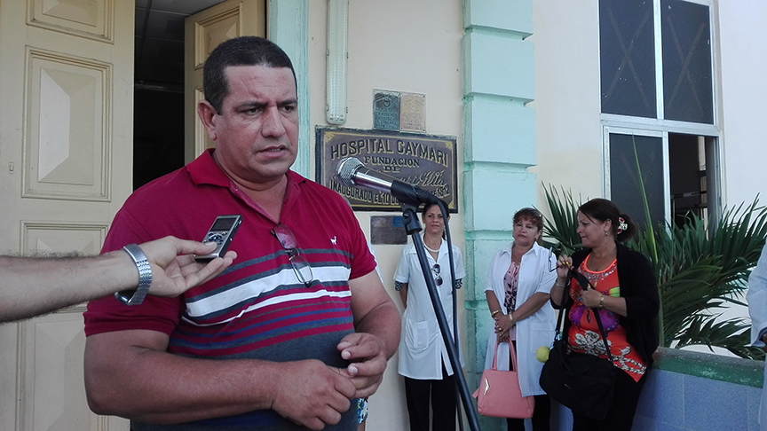Calixto Santiesteban Ávila primer secretario del Partido Comunista de Cuba (PCC) aquí, en el acto de conmemoración del aniversario 106 del hospital pediátrico provincial Hermanos Cordové // Foto Marlene Herrera