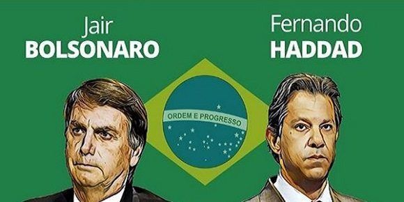 Los candidatos a la presidencia de Brasil: Jair Bolsonaro y Fernando Haddad. Imagen: Nodal.