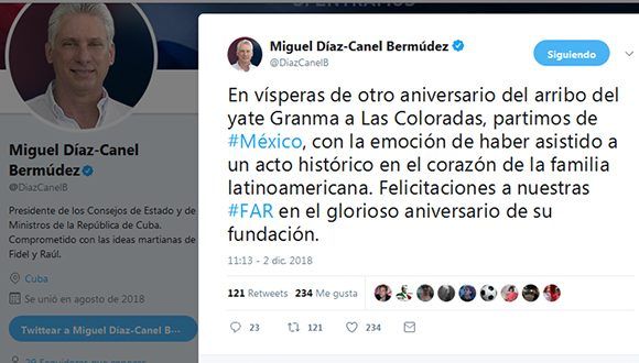 Captura de pantalla de la cuenta del Presidente en Twitter.