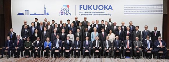 os ministros de Finanzas y los gobernadores de los bancos centrales de las economías del Grupo de los 20 emitieron el domingo una declaración conjunta en la ciudad japonesa de Fukuoka después de una reunión de dos días sobre comercio y economía digital. Foto: Xinhua.