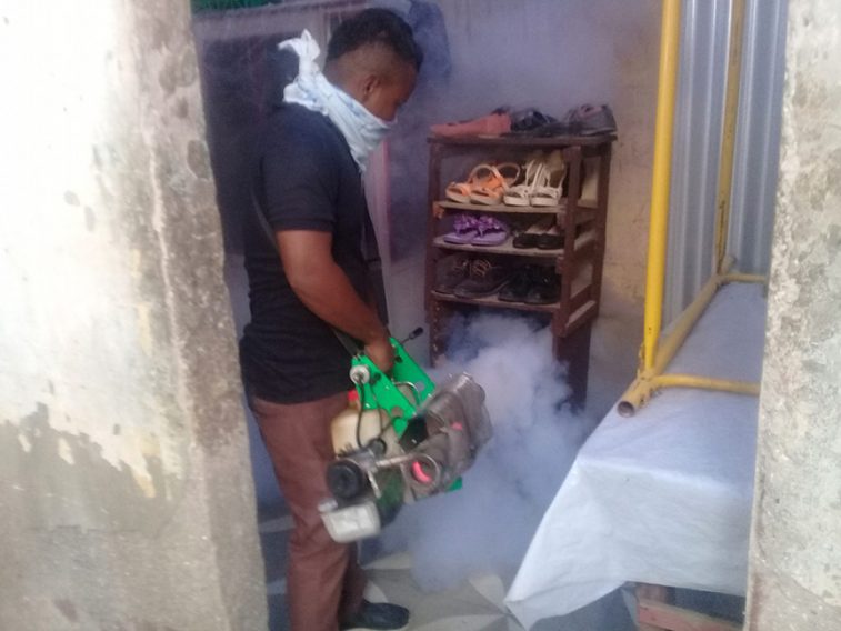 Fumigación con bazuca // Foto Lilian Salvat