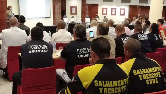 Participantes en el Ejercicio Regional de Simulación de la Respuesta a Terremotos, SIMEX 2019 Foto: Francisco Rodríguez Cruz/Trabajadores.