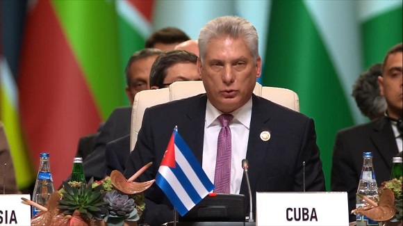 Presidente de la República de Cuba en alocución en la XVIII Cumbre del Movimiento de Países No Alineados