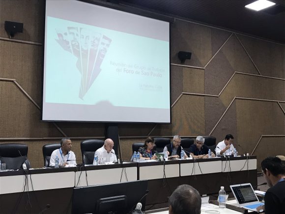 Presidencia en la reunión del Grupo de Trabajo del Foro de Sao Paulo. Foto: ACN.