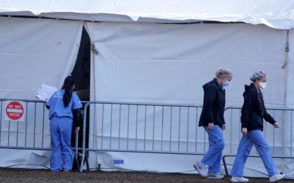 Hospital de campaña en EEUU Covid-19. Foto: Reuters