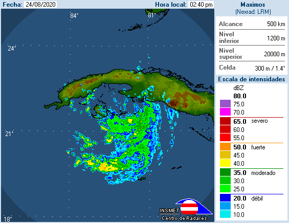 Tormenta tropical Laura avistada por Radar Punta del Este// Foto INSMET