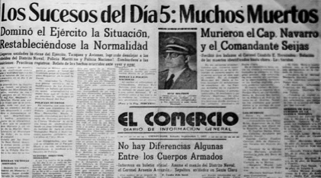 Imagen de periódico de la época que refleja los sucesos históricos del 5 de Septiembre de 1957