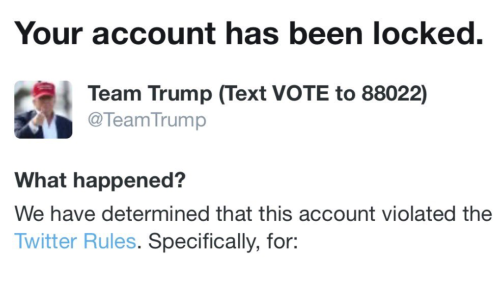 Mensaje de Twitter sobre el bloqueo de la cuenta @TeamTrump / Captura de pantallaTwitter/ @TeamTrump