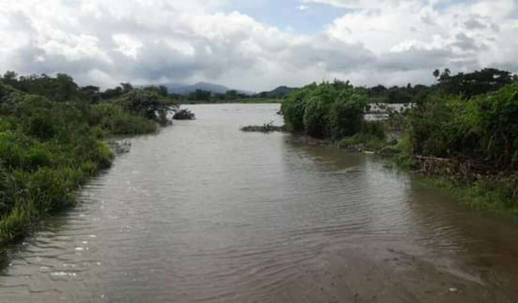 El río Yara aumenta su cauce e incomunica a poblados como El caño y Secadero en Manzanillo //Daynier Roberto Vega/Facebook