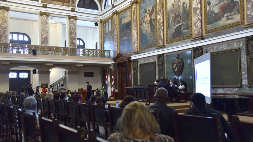Inauguración del Tercer Seminario Internacional: «Diálogos en torno a los derechos humanos», con sede en el Aula Magna de la Universidad de La Habana, el 9 de diciembre del 2020. ACN FOTO/Omara GARCÍA MEDEROS
