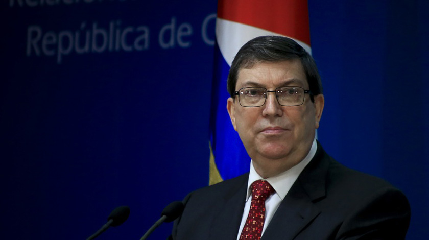 Bruno Rodríguez Parrilla, Ministro de Relaciones Exteriores (MINREX), durante su intervención en la conferencia de prensa para presentar el informe Cuba vs Bloqueo, efectuada en la sede del MINREX, en La Habana, el 22 de octubre de 2020.     ACN  FOTO/ Ariel LEY ROYERO/ rrcc