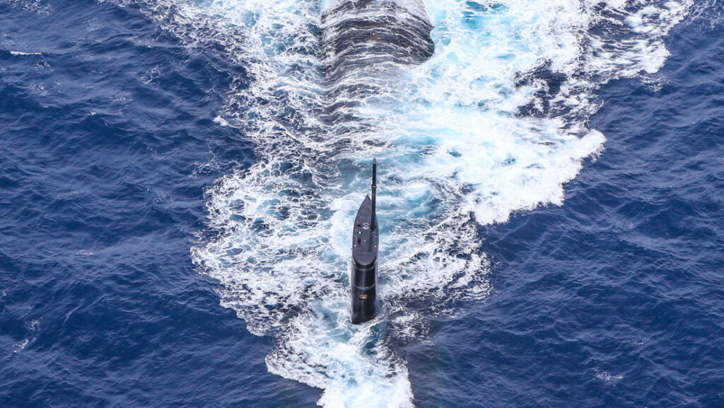 El submarino estadounidense USS Greeneville (SSN-772) operando en aguas internacionales en el Atlántico SurTwitter / Commander, Submarine Forces Atlantic @COMSUBLANT