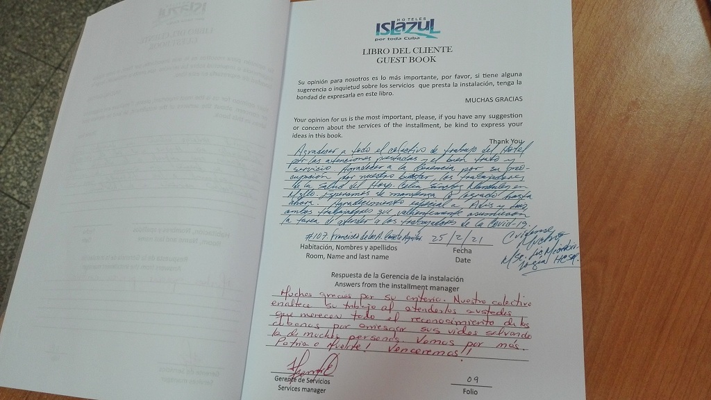 Agradecimiento que resalta la calidad del servicio // Foto Marlene Herrera