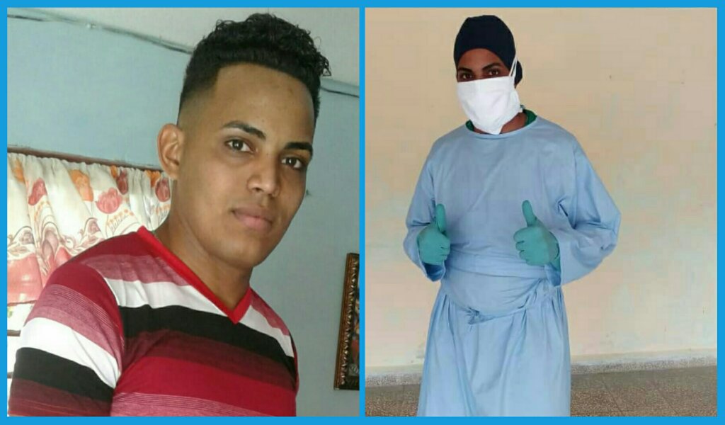 Yasmani es uno de los jóvenes voluntarios de Manzanillo que están hoy en la zona roja de la escuela pedagógica Celia Sánchez Manduley //Foto Eliexer Pelaez Pacheco
