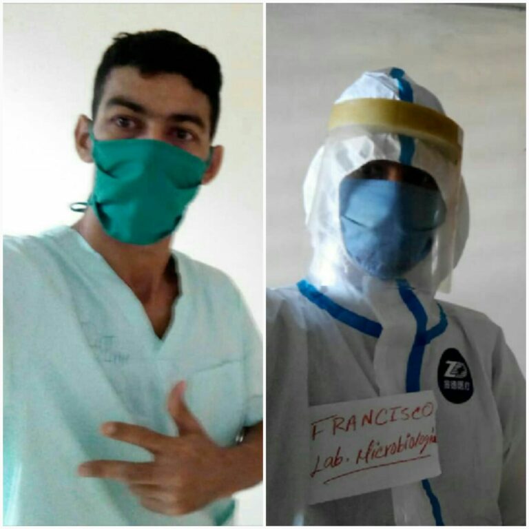 Francisco de los Ángeles Cañete Aguilar, licenciado en microbiología, ayuda en la lucha contra la Covid-19 en el Hospital Clínico Quirúrgico Docente Celia de Manzanillo / Foto cortesía del entrevistado
