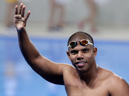 Lorenzo Pérez, de Cuba, saluda tras finalizar la final 50 metros libre masculino S6 en el Centro Acuático de la Villa Deportiva Nacional (VIDENA) durante los VI Juegos Parapanamericanos Lima 2019, el 30 de Agosto de 2019 en Lima, Perú. FOTO: Calixto N. Llanes/Periódico JIT (Cuba)