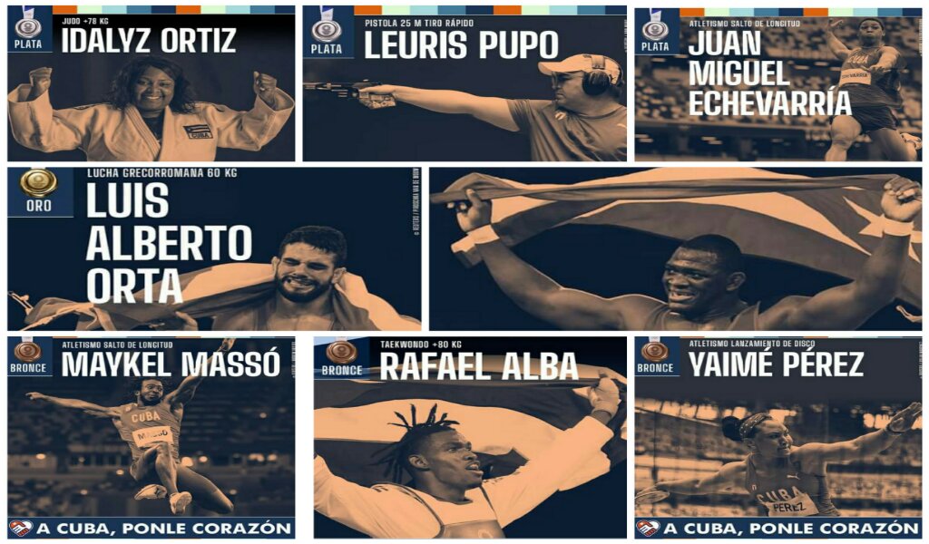 Cuba está en el lugar 13 del medallero de Tokio 2020 //Collage de Eliexer Pelaez Pacheco