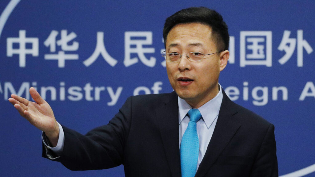 El portavoz del Ministerio de Relaciones Exteriores de China, Zhao Lijian, habla en una rueda de prensa en Pekín, China, el 19 de marzo de 2021.Andy Wong / AP