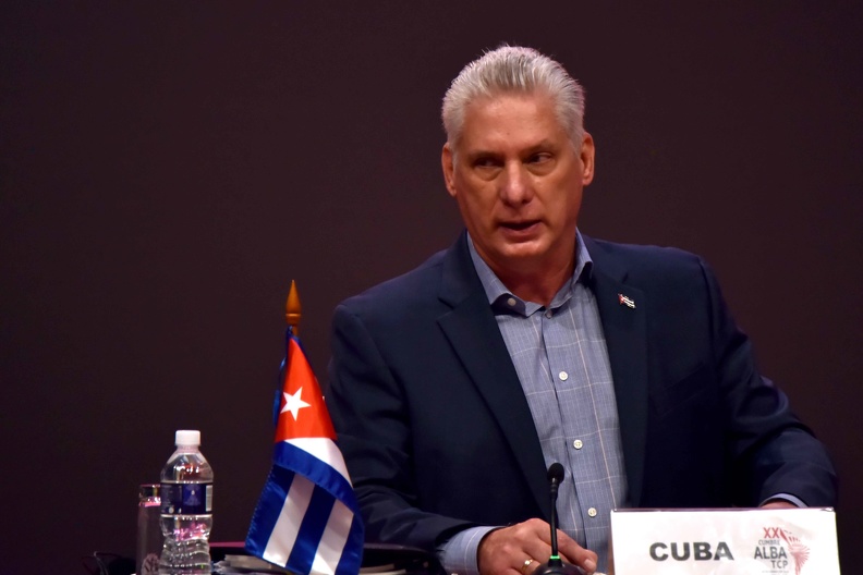 Miguel Díaz-Canel, Presidente de la República de Cuba, inaugura en el Palacio de la Revolución la XX Cumbre de la Alianza Bolivariana de los Pueblos de Nuestra América-Tratado de Comercio de los Pueblos (ALBA-TCP), en La Habana, Cuba, el 14 de diciembre de 2021.   ACN FOTO/Omara GARCÍA MEDEROS/ogm