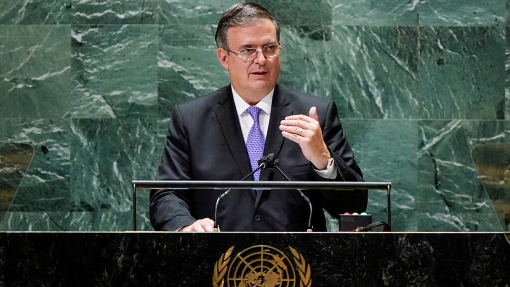 El canciller mexicano, Marcelo Ebrard, en la Asamblea General de la ONU, 23 de septiembre de 2021Mary Altaffer / Reuters 