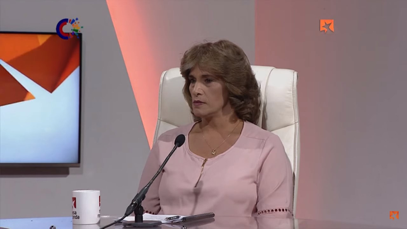 Betsy Díaz Velázquez, ministra de Comercio Interior // Foto Captura de pantalla de la intervención en Mesa Redonda del lunes 15 de agosto de 2022