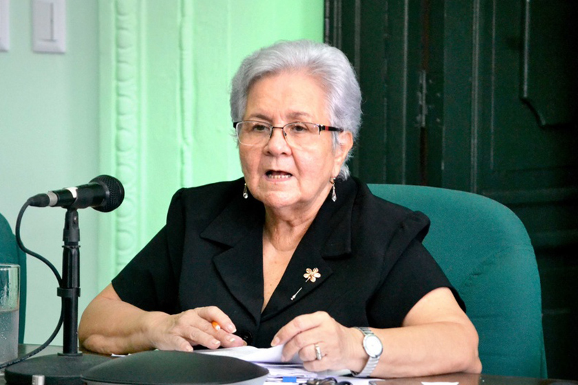 Gladys María Bejerano Portela, Contralora General de la República de Cuba, en su intervención en conferencia de prensa sobre XIV Comprobación Nacional al Control Interno, prevista desde el 19 de septiembre al 31 de octubre a entidades del país, efectuada en la sede de la Contraloría General, en La Habana, el 16 septiembre de 2022. ACN FOTO/Yury DÍAZ CABALLERO/sdl