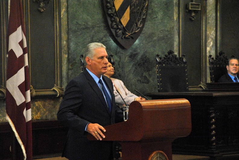 Intervención de Miguel Díaz- Canel Bermúdez, primer secretario del Comité Central del Partido Comunista de Cuba (CC PCC) y Presidente de la República, durante el Acto Central por el Aniversario 295 de la Universidad de La Habana (UH), en Cuba, el 5 de enero de 2023. // Foto Luis Jiménez Echevarría