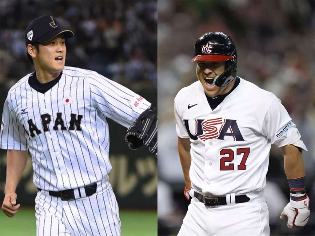 Shohei Ohtani y Mike Trout, mejores jugadores de los equipos de Japón y EE.UU. // Foto: PL