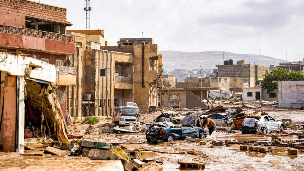 Ciudad libia de Derna tras el paso de la tormenta Daniel, septiembre de 2023.The Press Office of Libyan Prime Minister / AFP