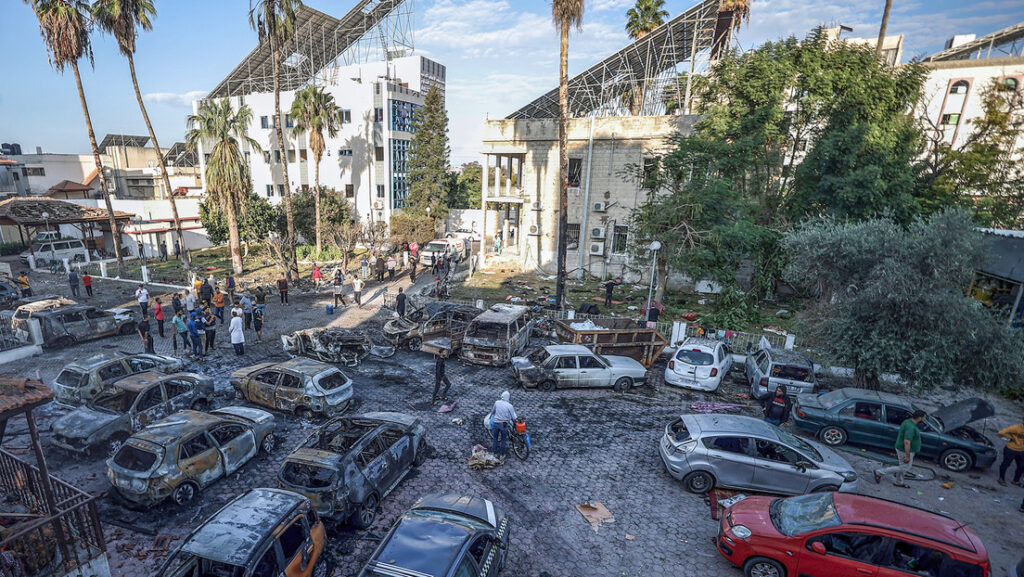 El hospital Al-Ahli, en la ciudad de Gaza. Franja de Gaza, el 18 de octubre de 2023.Ali Jadallah / Anadolu / Gettyimages.ru