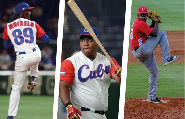 Livan Moinelo, Alfredo Despaigne y Yoannis Yera, los cubanos con tres Premier-12. Fotos: Ricardo López Hevia y José M. Correa