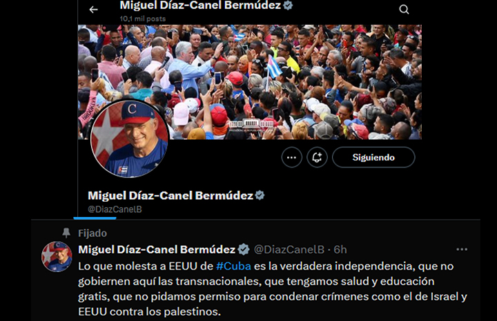 Captura tomada de la cuenta en X de @DiazCanelB