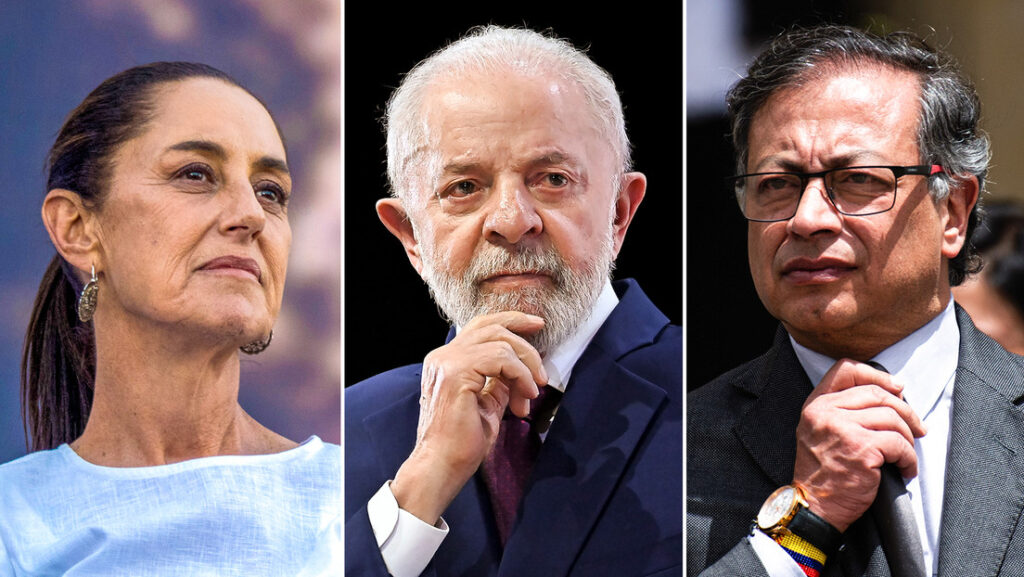 La presidenta de México, Claudia Sheinbaum; y los presidentes de Brasil, Luiz Inacio Lula da Silva; y Colombia, Gustavo Petro. Gettyimages.ru 