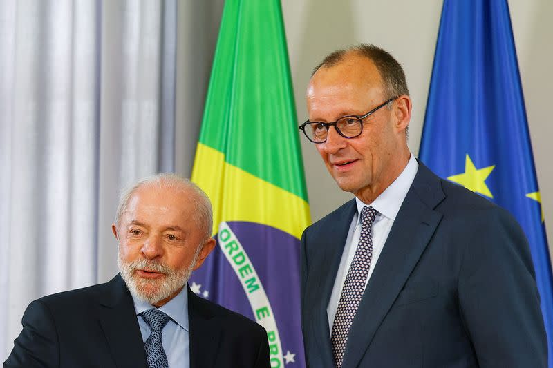 El canciller alemán Friedrich Merz se reúne con el presidente brasileño Luiz Inacio Lula da Silva en Hannover, Alemania.// Foto: Prensa Latina 