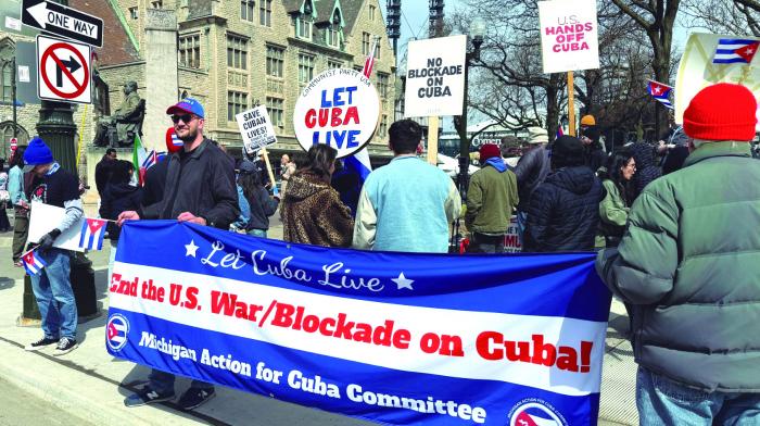 Desde distintos puntos del mundo, muchas son las muestras de respaldo a Cuba y condena a las acciones del Gobierno de EE. UU. contra la Isla. Foto: PARTIDO COMUNISTA DE EE. UU.
